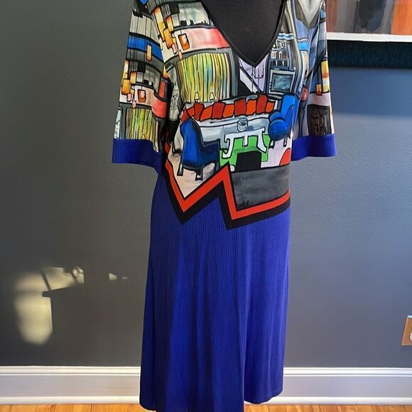 Aventures des Toiles interior design graphic stretch knit short sleeve midi. - Picture 3 of 8